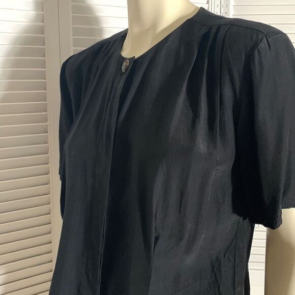 Vintage Bentley Black Chiffon Button Down Blouse Large - Picture 12 of 16